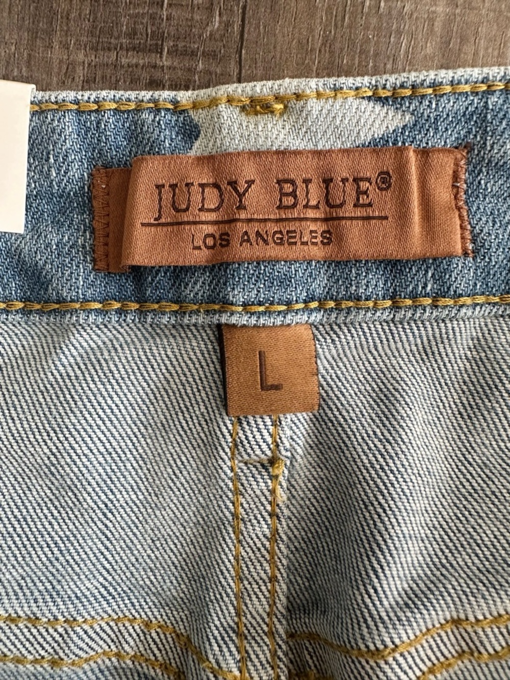 Judy Blue Distressed Blue Star & Stripe Denim Mini Skirt - Picture 2 of 14